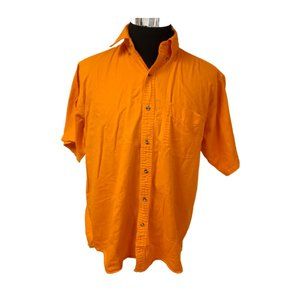 Jonathan Corey Mens Large Orange Short Sleeve Button Up Cotton Shirt